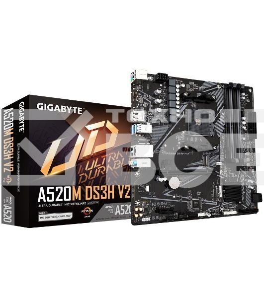Материнская плата Gigabyte A520M DS3H V2  (V1.1), AM4, AMD A520, 4xDDR4, 4xSATA, 1xM.2, 1xPCIe 3.0 x16, 1xDP, 1xHDMI, 1x 1Gb LAN, 4xUSB 2.0, 4xUSB 3.2 Gen 1, 3x3.5 мм, 7.1, mATX