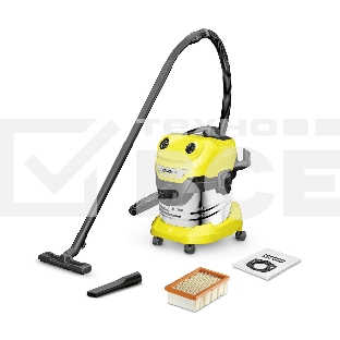 Строительный пылесос Karcher WD 4 S V-20/5/22 (1.628-260.0) желтый, 240/1000 Вт, уборка сухая/сбор воды, пылесборник мешок/контейнер, 20 л