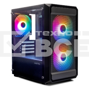 Компьютерный корпус XASTRA A303M 3FRGb Black mATX/Mesh/ tempered glass/2x140мм + 1x120мм FRGb fans/ A303M-2FC14F-1FC12F