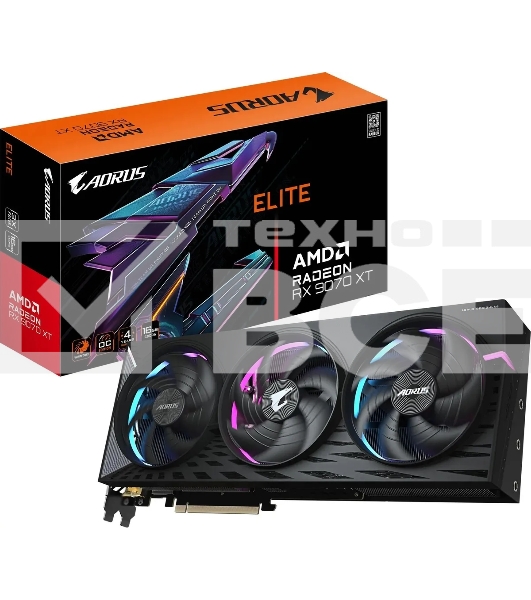 Видеокарта Gigabyte PCI-E GV-R9070XT AORUS E-16GD 1.0 AMD Radeon RX 9070XT 16Gb 256bit GDDR6 2175/20000 HDMIx2 DPx2 HDCP Ret
