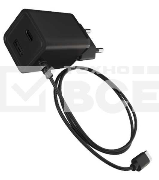 Сетевое зарядное устройство Maxvi A304T Type-C\USB 3A 15W + литой кабель Type-C 1.2м, черный