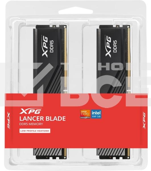 Оперативная память ADATA Lancer Blade, DDR5, 64GB (2x32GB), 5600 MHz, CL46, с радиатором, черный