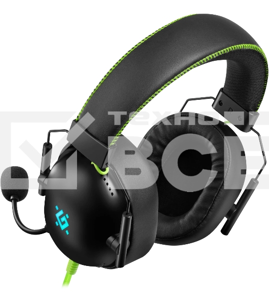 Гарнитура проводная игровая Defender Toxic черный, 7.1, LED, провод 2 м