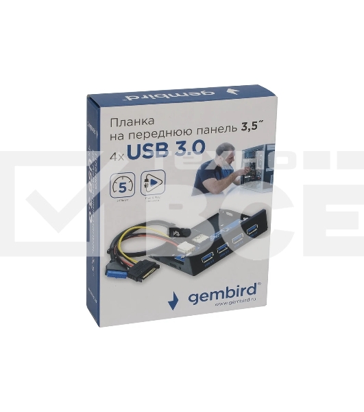 Планка USB 3.0 на переднюю панель 3.5' Gembird, FP3.5-USB3-4A, 4xUSB-A 3.0