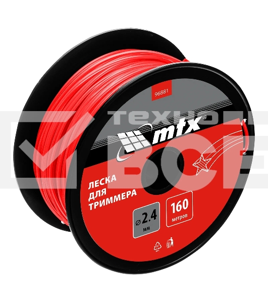 Леска для триммера звезда 2,4 мм х 160 м, на катушке MTX