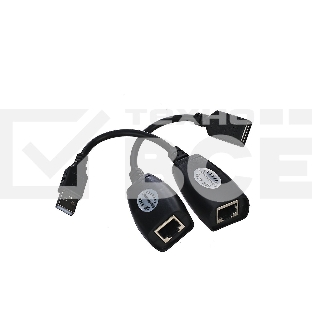Кабель AM/AF удлинитель USB по витой паре VCOM (AM/RJ45-RJ45/AF) до 45m CU824