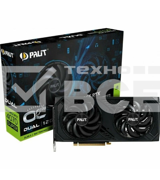 Видеокарта Palit RTX4070 SUPER DUAL OC 12GB PCI-E 4.0 192bit GDDR6X 1920/21000 HDMIx1 DPx3 HDCP Ret