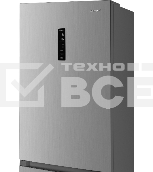 Холодильник Weissgauff WRK 185 Total NoFrost Inverter нержавеющая сталь двухкамерный 205/86л морозилка снизу