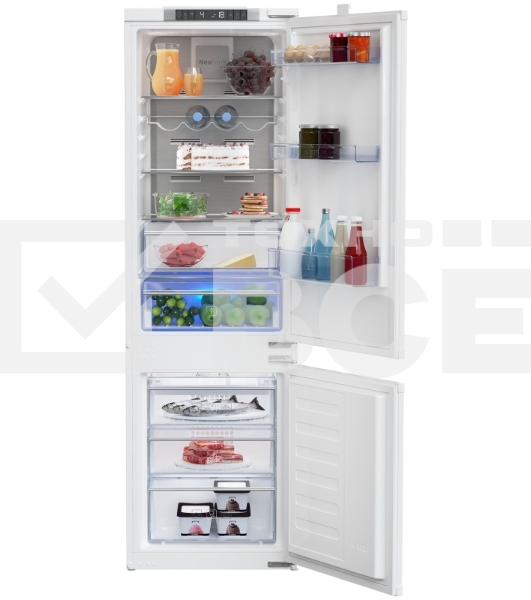 Встраиваемый холодильник Beko BCNA275E3S (7523020054) белый двухкамерный 185/69 л морозилка снизу, No Frost