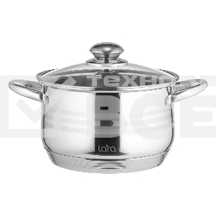 Кастрюля LARA LR02-584 SONATA 22x13 см, 4.9 л, нержавеющая сталь, индукция, с крышкой