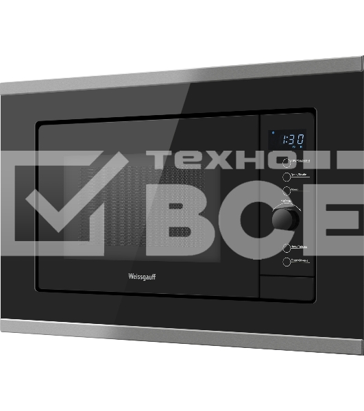 Микроволновая печь встраиваемая Weissgauff HMT-720 BX Grill чёрный, 20 л, 700 Вт, переключатели - поворотный механизм/сенсор