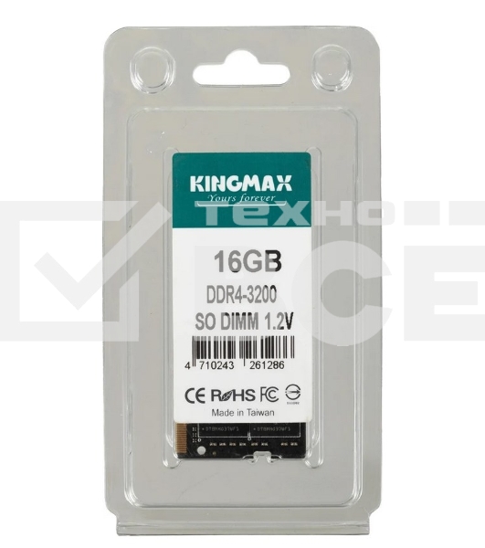 Оперативная память Kingmax KM-SD4-3200-16GS, DDR4, 16GB (1x16 GB), 3200 MHz, CL22, SO-DIMM
