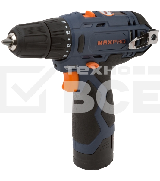 Дрель-шуруповерт MAX-PRO 85026, Аккумуляторная, 12В, 2 АКБ, Кейс
