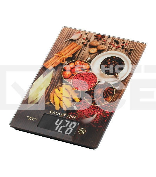 Весы кухонные Galaxy Line GL 2821, стекло, платформа из высокопрочного стекла, максимальный вес 8 кг