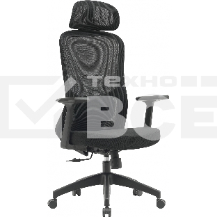 Кресло компьютерное Cactus CS-MC515-BK черный, сиденье черный, сетка/ткань, с подголов. крестов. пластик, пластик черный