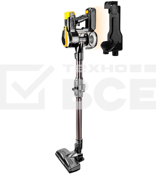 Пылесос вертикальный Brayer BR4273 серый/желтый, питание от аккумулятора, 350 Вт, уборка сухая, пылесборник 0,8 л