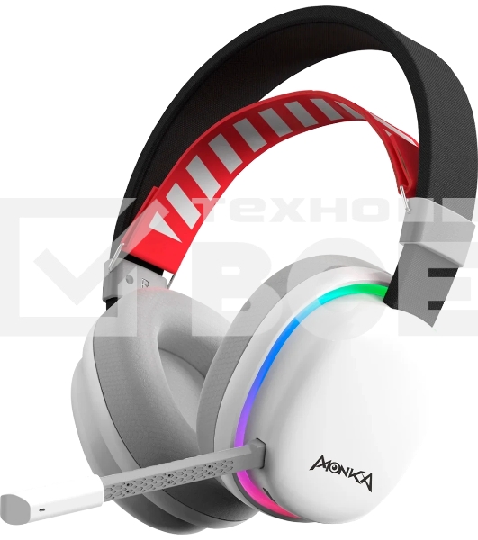 Гарнитура Marvo HG9069W Monka Echo белый, беспроводная + проводная, радиоканал, до 10 ч, подсветка, совместимость с PS5, Xbox