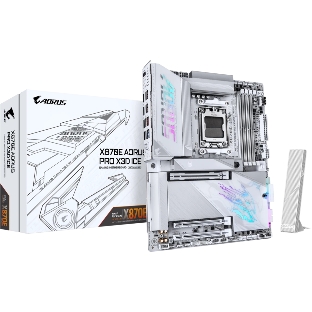 Материнская плата Gigabyte X870E AORUS PRO X3D ICE, AM5, AMD X870E, 4xDDR5, 4xSATA, 4xM.2, 1xPCIe 5.0 x16, 1xPCIe 4.0 x16, 1xPCIe 3.0 x16, 1xHDMI, 1x5Gb LAN, Wi-Fi 7, Bluetooth 5.4, 2xUSB-C 40Gbps (USB4), 2xUSB-C 10Gbps, 5xUSB-A 10Gbps, 3xUSB-A 5Gbps, 3x3.5 мм + S/PDIF оптический, 7.1, белый, ATX