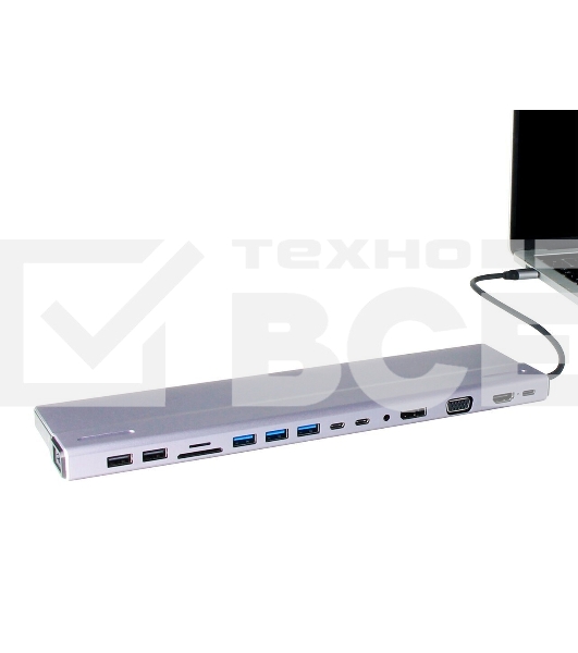 Адаптер VCOM TypeC -->3*USB3.0+2*USB2.0+VGA+RJ45+SD+TF+AUD+HDMI+DP+2*USB3.1 Data+PD<CU4703>
