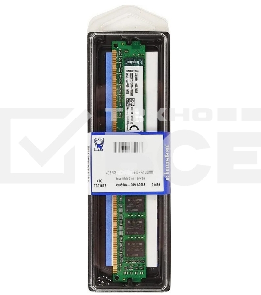 Оперативная память Kingston ValueRAM, DDR3, 4GB (1x4GB), 1600MHz, CL11, DIMM