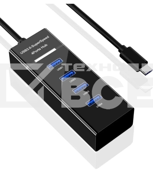 Разветвитель USB-C Digma DHUB-4USB-C-3.0 4порт. черный