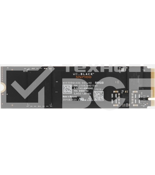 Накопитель SSD Western Digital черный SSD SN7100 M2.2280 PCIe 4.0 500Gb, 6800MBs/5000MBs, TbW 300, WDS500G4X0E, 1 year