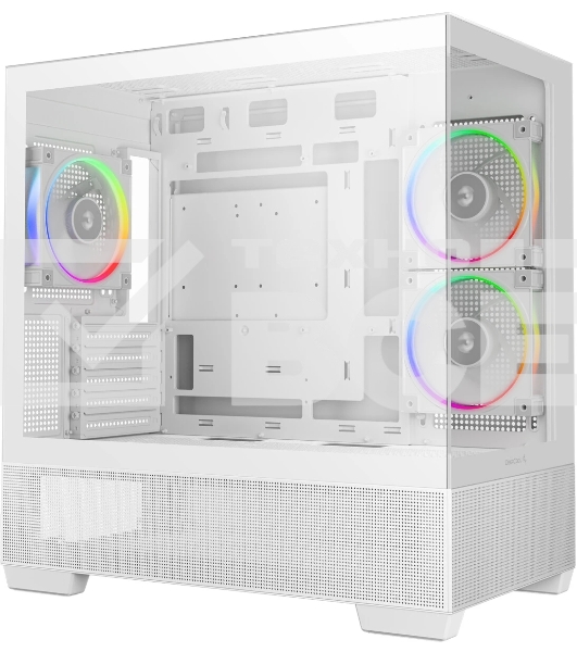Компьютерный корпус Deepcool CG380 3F WH без БП, боковое окно (панорама), 3x120мм ARGB PWM вентилятора, белый, mATX
