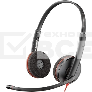Гарнитура проводная Poly Blackwire 3225 Stereo USB-C Headset +3.5мм Plug +USB-C/A Adapter (Bulk) черный