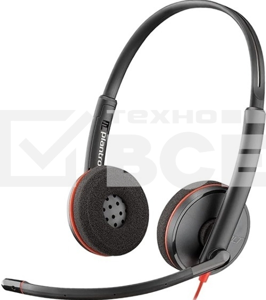 Гарнитура проводная Poly Blackwire 3225 Stereo USB-C Headset +3.5мм Plug +USB-C/A Adapter (Bulk) черный