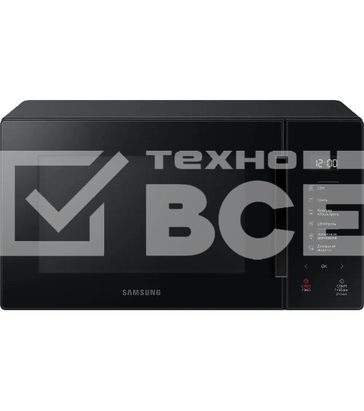 Микроволновая печь Samsung MG23T5018AK/BW черный, 23 л, 800 Вт, переключатели - сенсор