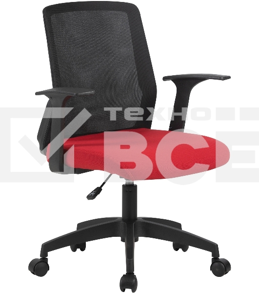 Кресло компьютерное Cactus CS-MC222-BKRD черный, сиденье темно-красный, сетка/ткань, низк.спин. крестов. пластик, пластик черный