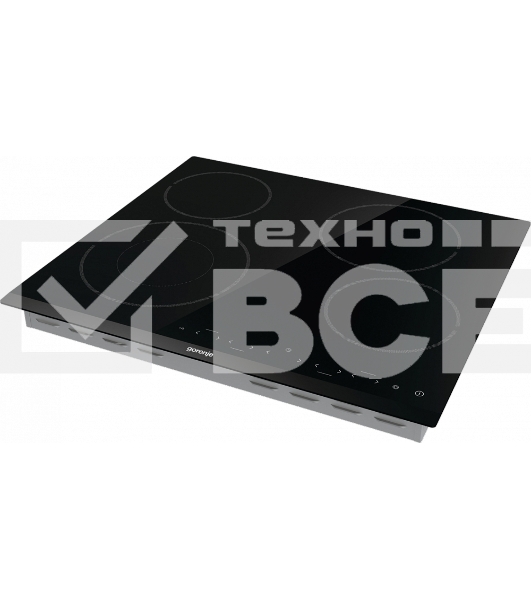 Варочная панель Gorenje ECT642BCSCE, 59 см, Hi-Light, 4 конфорки, таймер, сенсорное управление, шлифованный передний край, PowerBoost, дисплей, блокировка от детей, черный