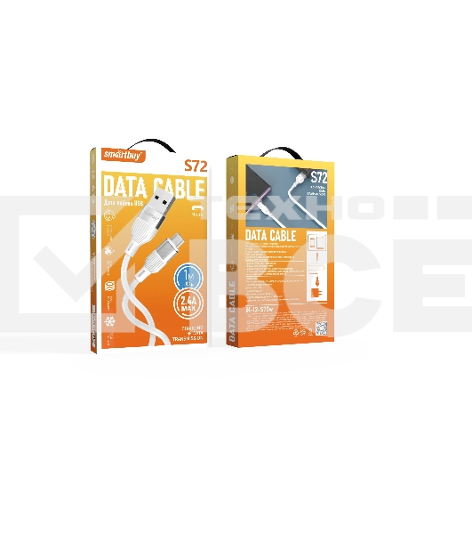 Кабель Smartbuy (iK-12-S72w) S72 MicroUSB белый, 2.4 А, сил., 1м