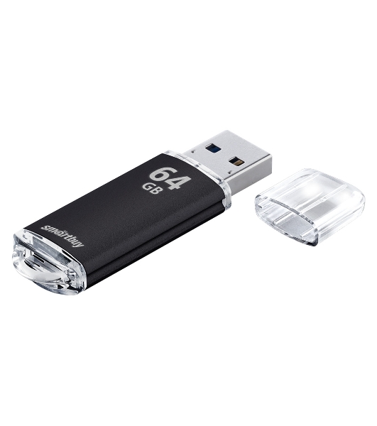 Флешка USB SmartBuy V-CUT black (SB64GbVC-K), 64Gb, USB 2.0, R/W 25/15, черный