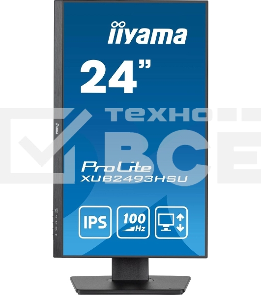 Монитор 23.8' Iiyama ProLite XUB2493HSU-B7 IPS 1920x1080, 100 Гц, 1 мс, 16:9, 300 кд/м², HDMI 1.4, DP 1.2, 3.5 Jack, USB Hub (2x USB 2.0), динамики (2x2 Вт), Adaptive-Sync, черный