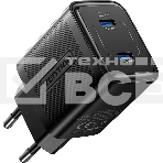 Сетевое зарядное устройство Vention на 2 порт USB С+C GaN 45W Черный, фото 1