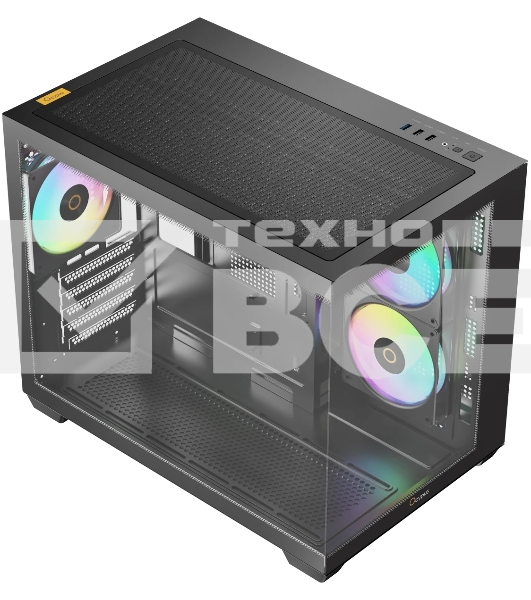 Корпус Ocypus Gamma C54 BK ARGB, Mini-Tower, чёрный, 3 x 120 мм