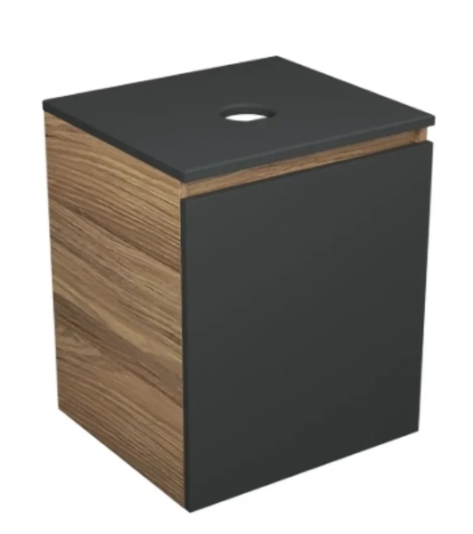 Тумба Bau Dream Blackwood 50 графит, раковина BAU Nimb 51х41 белая, выпуск клик клак черный