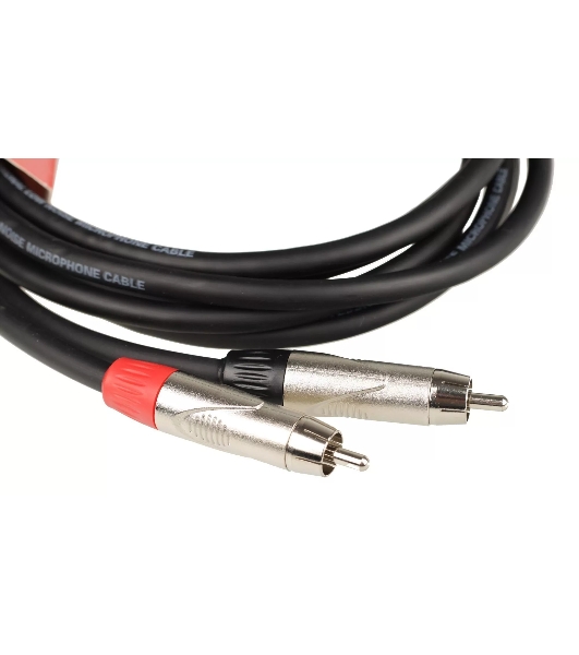 Кабель аудио FORCE FLC-18/31/8' TRS mini Jack - 2xRCA, высококачественный стерео, используется для подключения смартфонов к профессиональным аудио устройствам, диаметр 6 мм, профессиональные металлические разъемы, длина 3 м