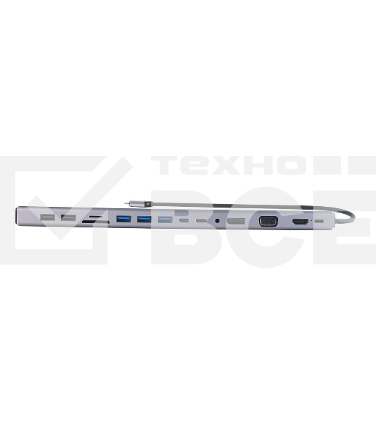 Адаптер VCOM TypeC -->3*USB3.0+2*USB2.0+VGA+RJ45+SD+TF+AUD+HDMI+DP+2*USB3.1 Data+PD<CU4703>