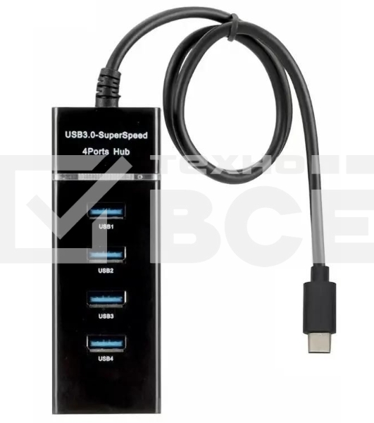 Разветвитель USB-C Digma DHUB-4USB-C-3.0 4порт. черный