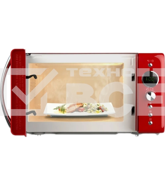 Микроволновая печь Hyundai HYM-D3037 красный, 20 л, 700 Вт, переключатели - кнопки/поворотный механизм