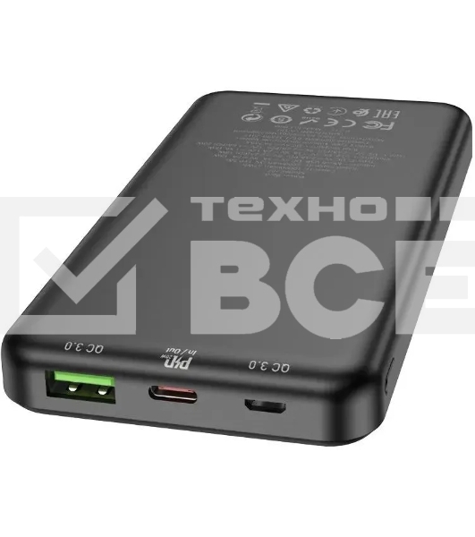 Мобильный аккумулятор Hoco J87 Tacker 10000mAh QC3.0/PD3.0 20W 3A USB-A/USB-C черный