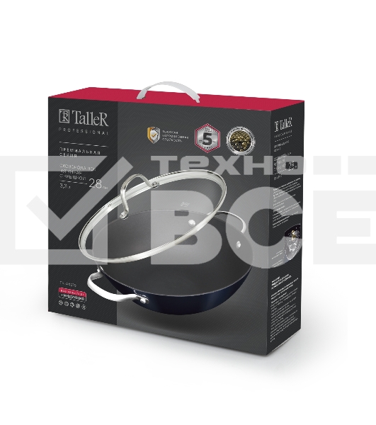 Сковорода Вок чугунная с крышкой TalleR TR-44915 28 см