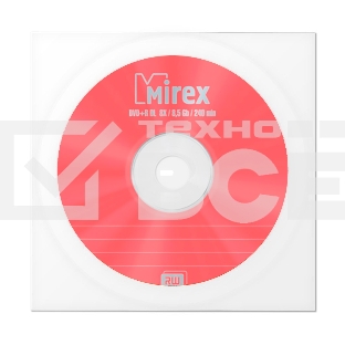 Диск DVD+R Mirex 8.5 Gb, 8x, Бум. конверт (1), Dual Layer (1/150)