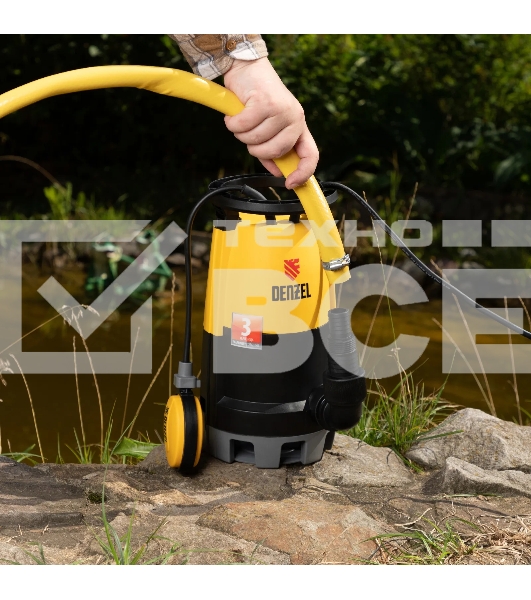 Дренажный насос Denzel DP-450S для чистой и грязной воды, 450 Вт, напор 6 м, 12000 л/ч