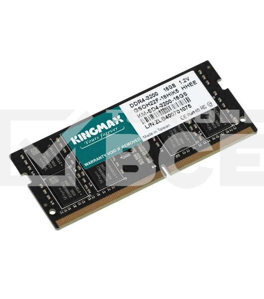 Оперативная память Kingmax KM-SD4-3200-16GS, DDR4, 16GB (1x16 GB), 3200 MHz, CL22, SO-DIMM
