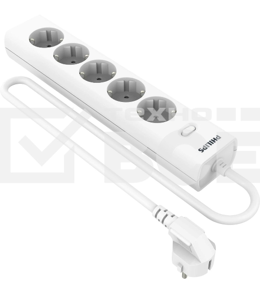 Сетевой фильтр Philips CHP2155WA/51, 2м, 5 розеток, белый