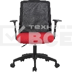 Кресло компьютерное Cactus CS-MC222-BKRD черный, сиденье темно-красный, сетка/ткань, низк.спин. крестов. пластик, пластик черный, фото2