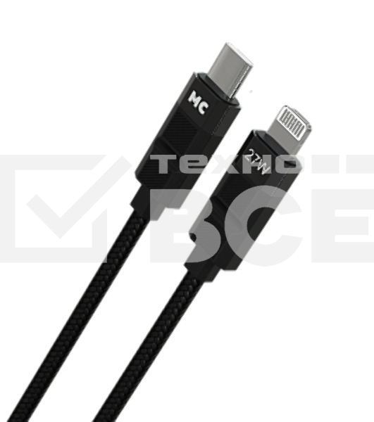 Дата-кабель MORE CHOICE (4620202555021) K87ia USB 3.0A PD 27W для Lightning ng 8-pin Type-C - 1м, черный